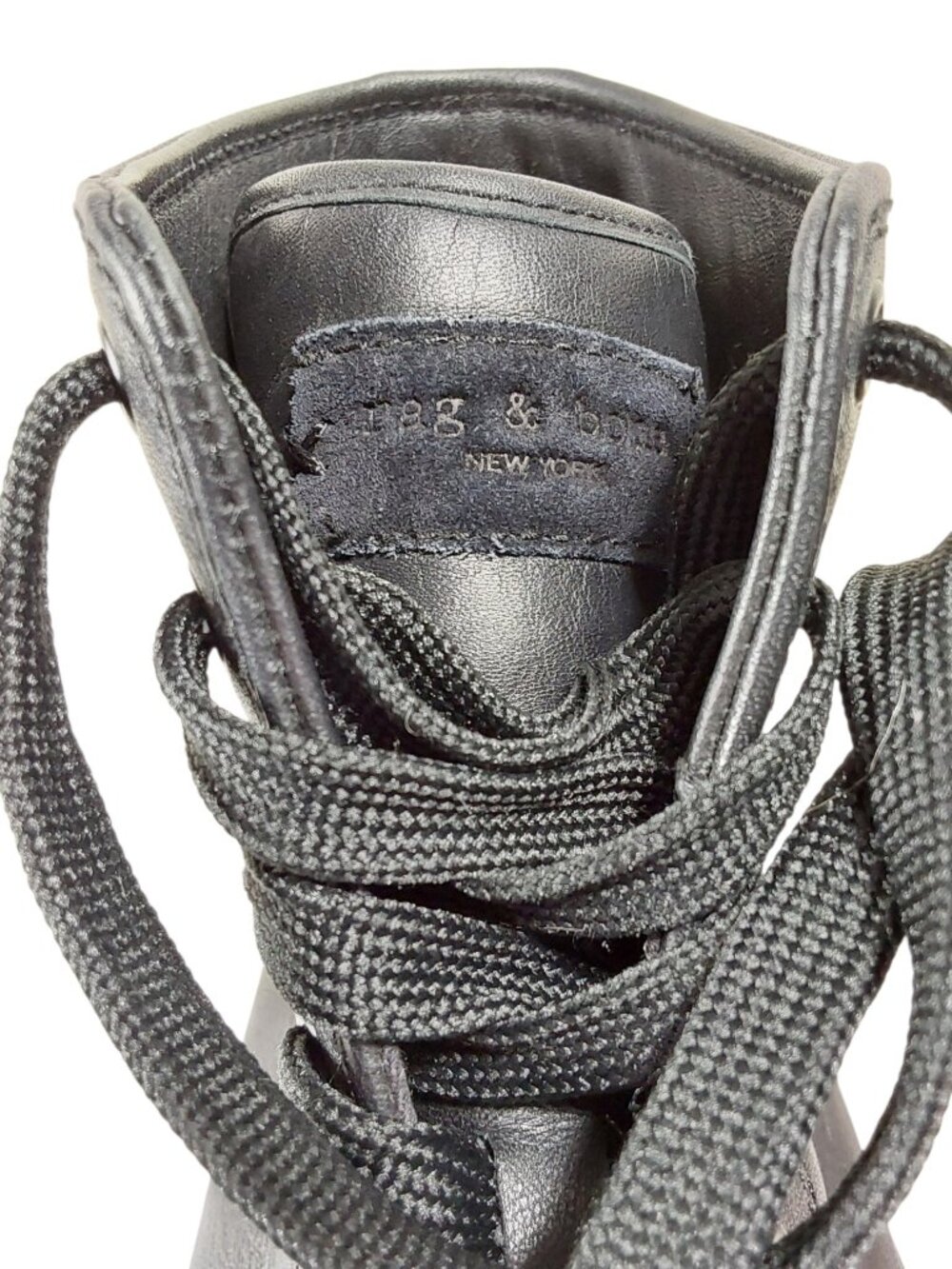 rag & bone RB Army Black Leather High Top Sneakers Women's Luxury/Edgy - 41 (10) - Picture 11 of 12